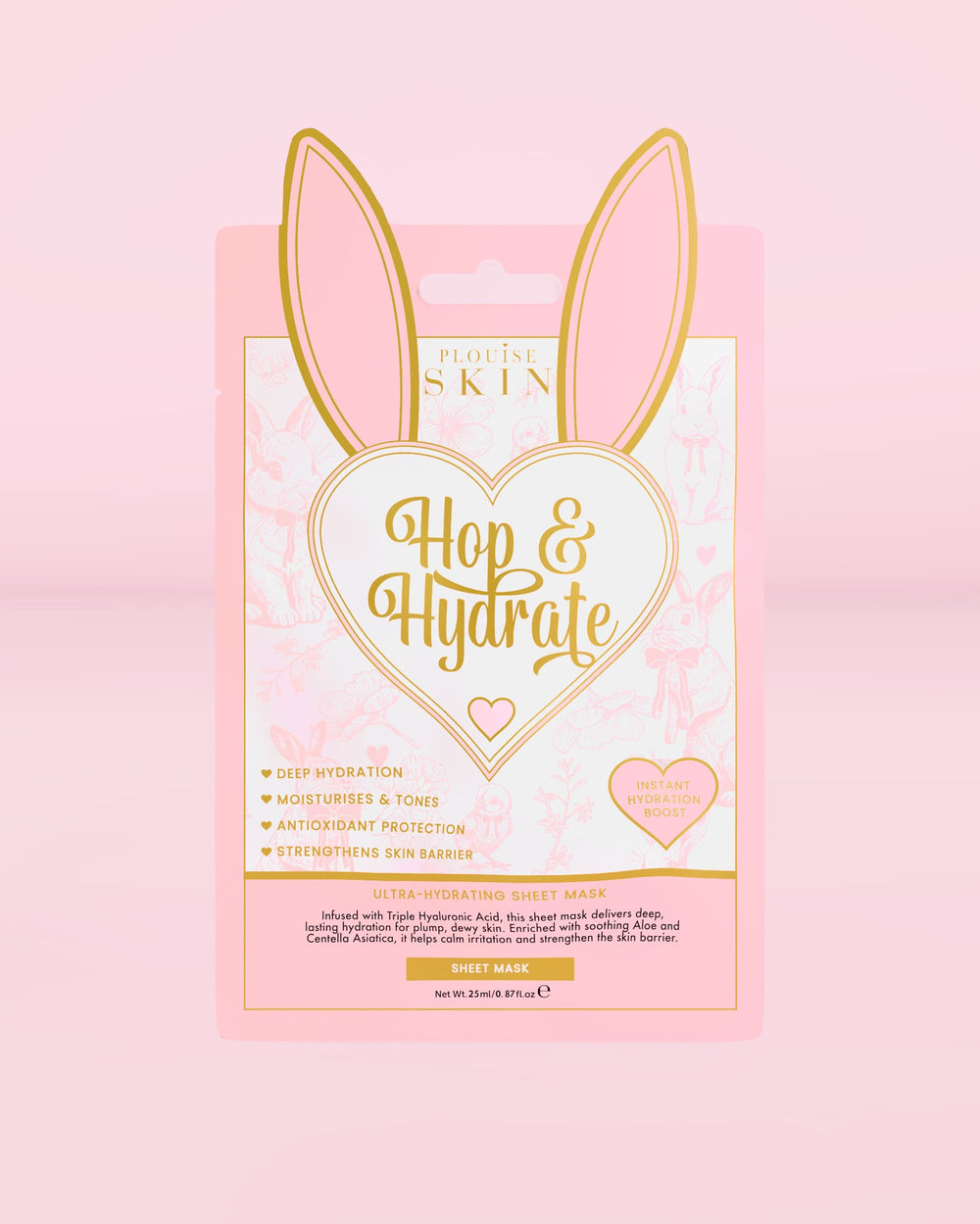 Pack rosa de mascarilla facial Hop & Hydrate en forma de tarta de fresas