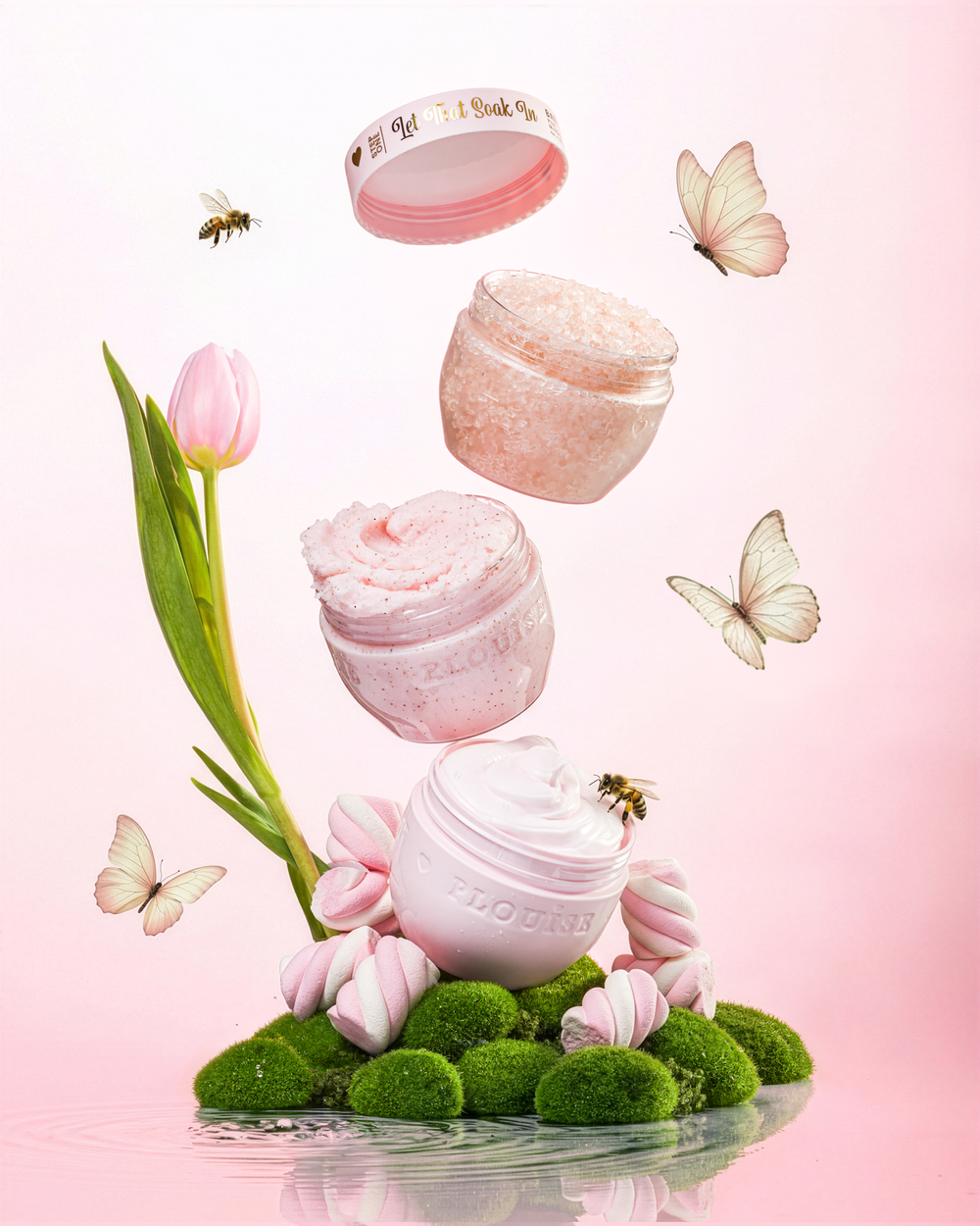 Juego de mantequilla corporal, exfoliante corporal y sales de baño Hop Into Self-Care
