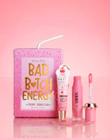 Dúo de labios Pink P.Louise Crystal Glitter Bad Bitch Energy en color chicle cereza con aceite labial brillante y acondicionador de labios.
