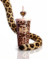 Vaso de acero inoxidable con diseño de guepardo manchado, 600 ml