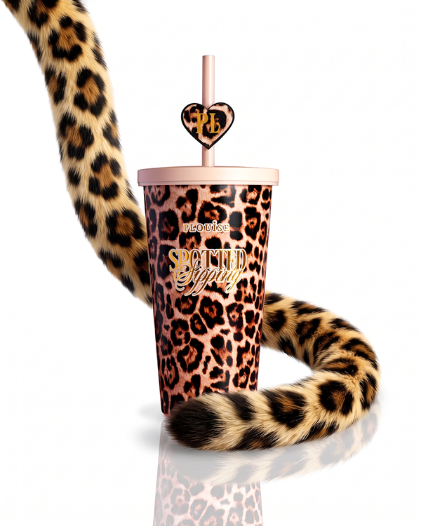Vaso de acero inoxidable con diseño de guepardo manchado, 600 ml