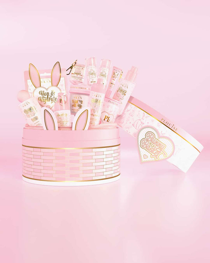 Cesta de Pascua P.Louise rosa con diseño de orejas de conejo