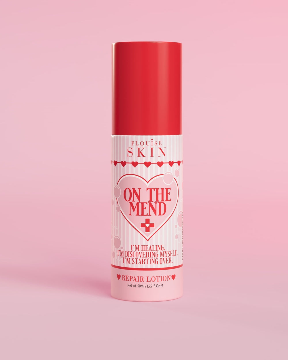 Botella rosa y roja de P.Louise On The Mend Skin Barrier Repair Lotion 