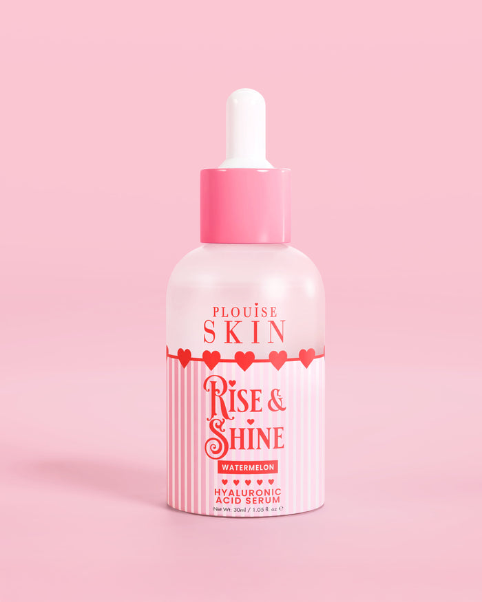 Rosa-rot-weiße Flasche P.Louise Rise & Shine Hyaluronsäure-Serum in Wassermelone