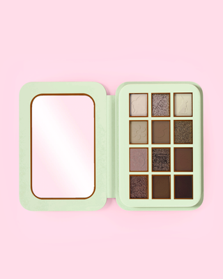 Open green Hop To The Top eyeshadow palette featuring green and nude tones in mattes and shimmers