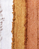Primer plano de muestras de los pigmentos de sombra de ojos con purpurina suelta P.Louise Secret Stardust