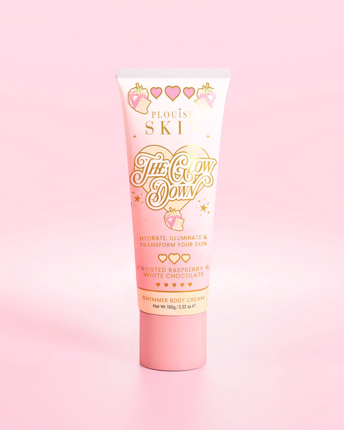 Der Glow Down Body Shimmer – Gefrostete Himbeere und weiße Schokolade