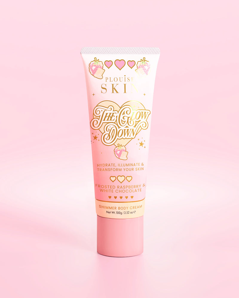 Der Glow Down Body Shimmer – Gefrostete Himbeere und weiße Schokolade
